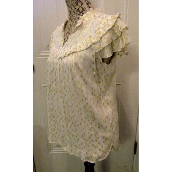 CK Bradley Silla Top NWT Off White Metallic Gold Accents Retail $168 Size S - Picture 5 of 10